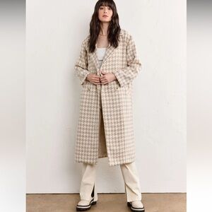 NEW~NY&CO Wool Blend Houndstooth Duster Coat-Fore Collection SIZE S